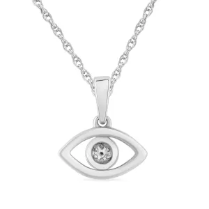 Children's Evil Eye Necklace with 0.03ct of Diamonds in Sterling Silver