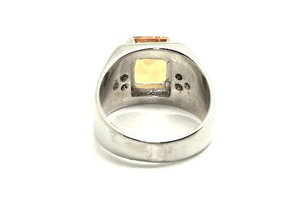 Citrine And Diamond Emerald-cut Ring