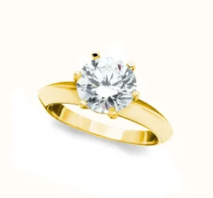 Classic Brilliant Solitaire Ring Finished in 18kt Yellow Gold