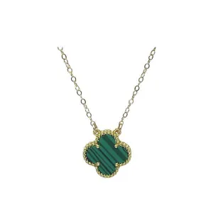 Clover 15mm Malachite Set in 24kt Gold Plated (NGCH478MLT)