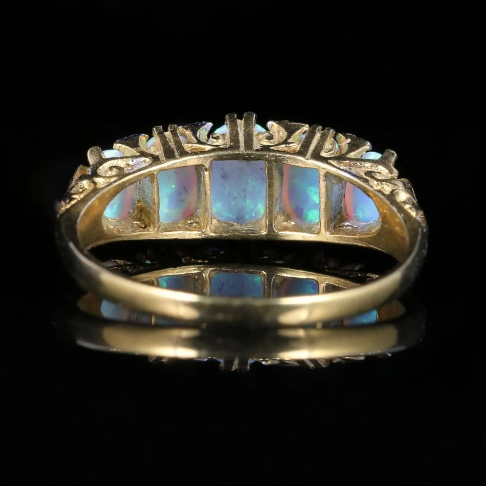 Colourful Opal And Paste Five Stone Ring