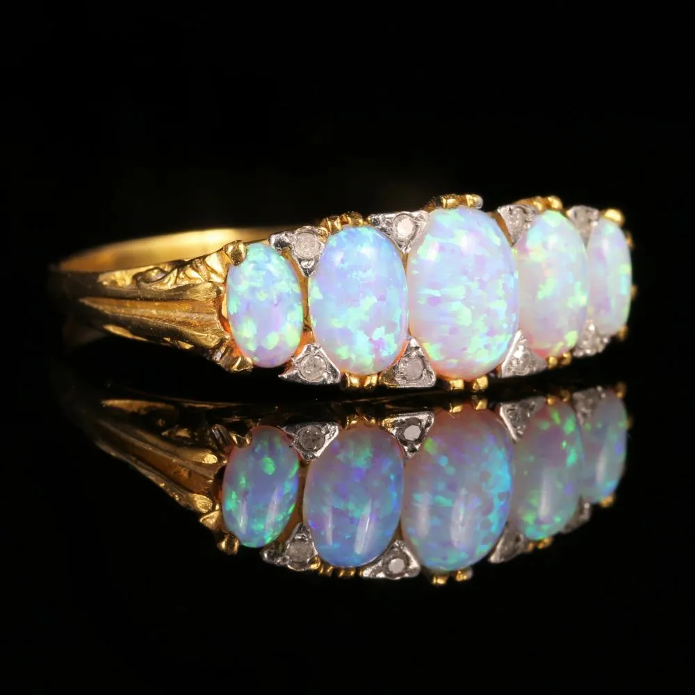 Colourful Opal And Paste Five Stone Ring