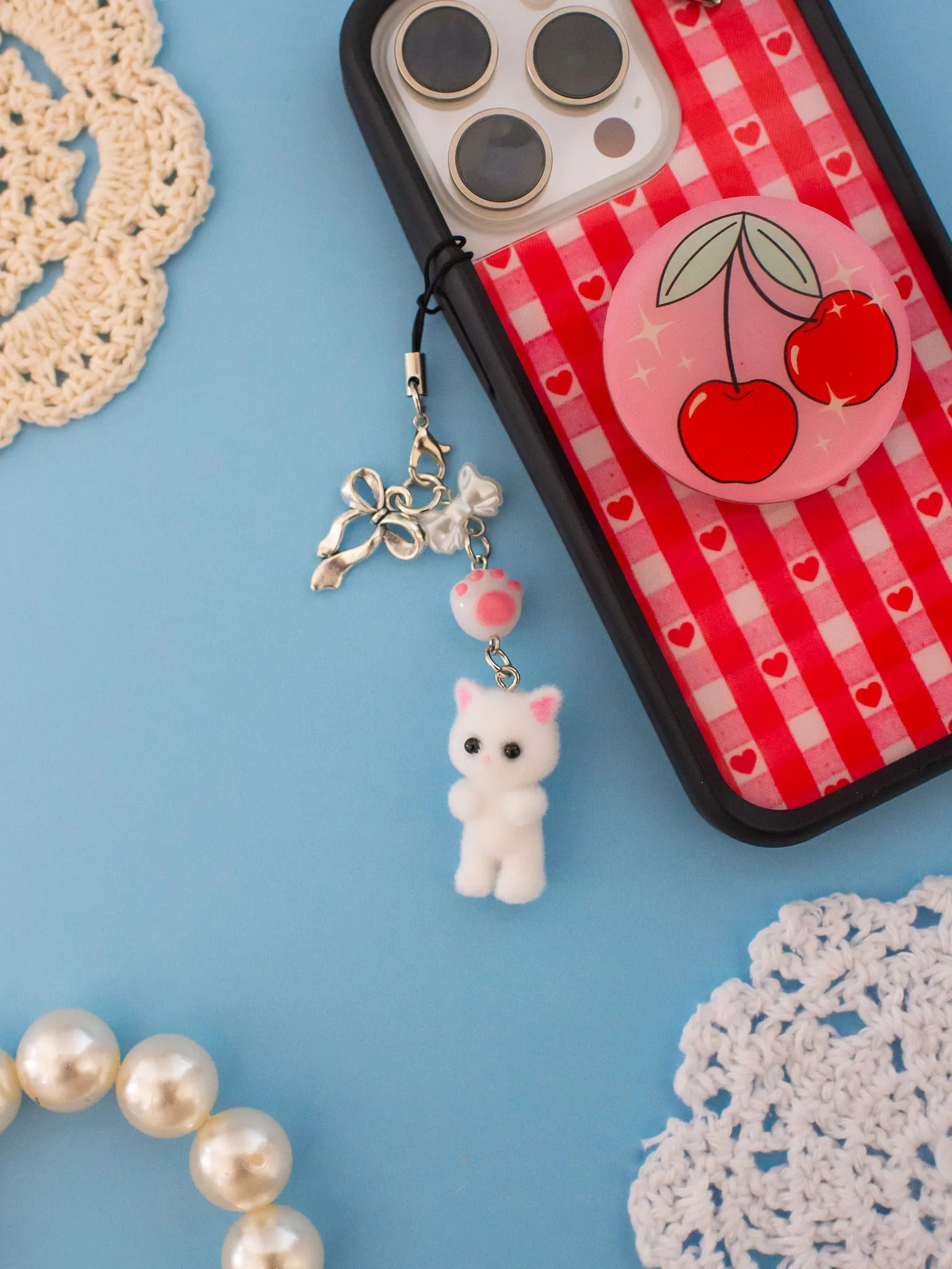 Critter Phone Charm - Coquette Kitty