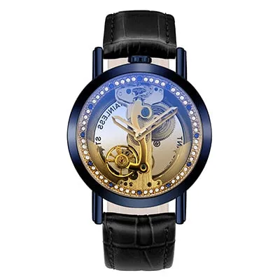 Crystal Mechanical Transparent Leather Watch