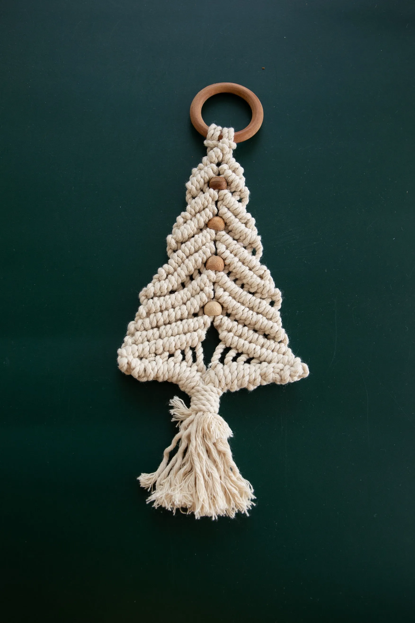 DecoTalk Macrame Christmas Ornaments Set of 4 Color White with FREE Gift bag