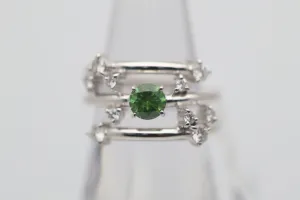 Demantoid Garnet Diamond Gold Spiral Ring