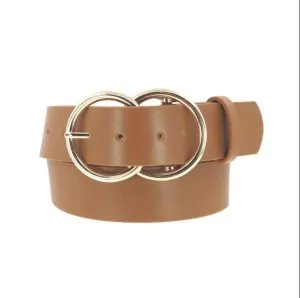 Double O Faux Leather Belt - Tan