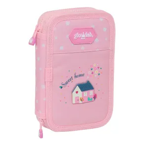 Double Pencil Case Glow Lab Sweet home Pink 12.5 x 19.5 x 4 cm (28 Pieces)