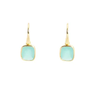 Earrings - Dangle Chalcedony Gold Plated Sterling Silver