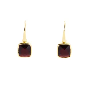 Earrings - Dangle Garnet Gold Plated Sterling Silver