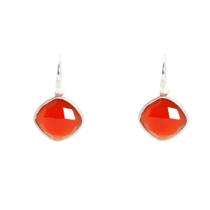 Earrings - Diamond Shape Carnelian & Sterling Silver