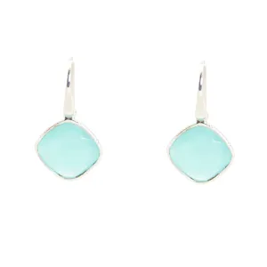 Earrings - Diamond Shape Chalcedony & Sterling Silver