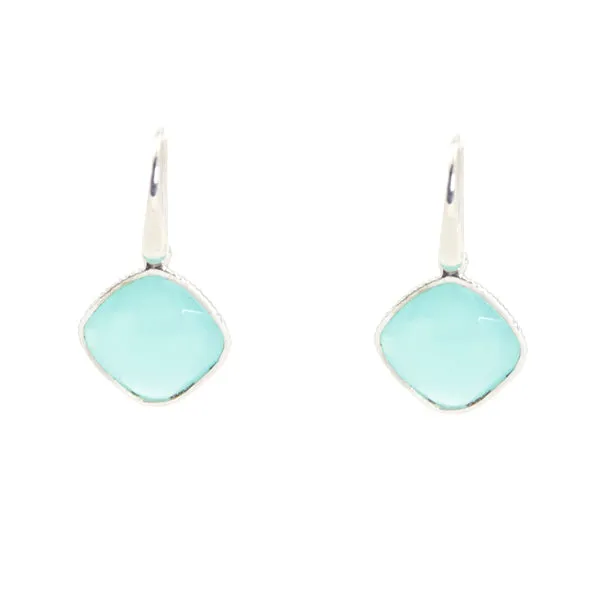 Earrings - Diamond Shape Chalcedony & Sterling Silver