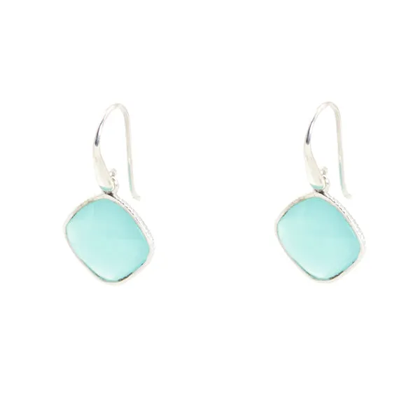 Earrings - Diamond Shape Chalcedony & Sterling Silver