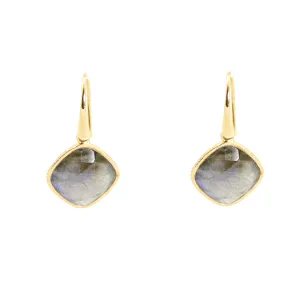 Earrings - Diamond Shape Labradorite & Gold Plated Sterling Silver