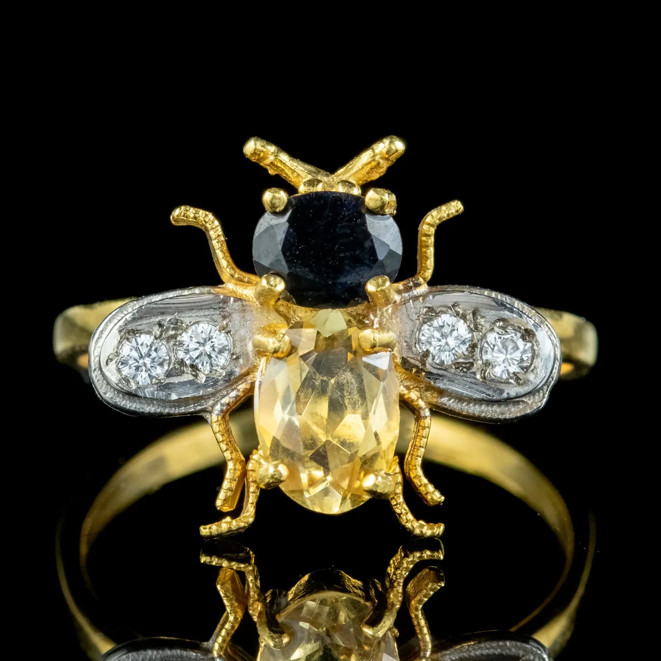 Edwardian Style Citrine Topaz Bee Ring