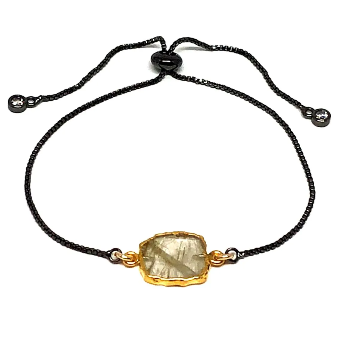 Electroform Stone Pull Bracelet: Rutilated Quartz (PBT748RQZ) Also on Gunmetal Chain