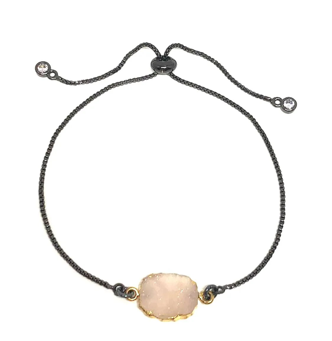 Electroform Stone Pull Chain: Pink Druzy (PBXT748DZP) Also on Gold Chain