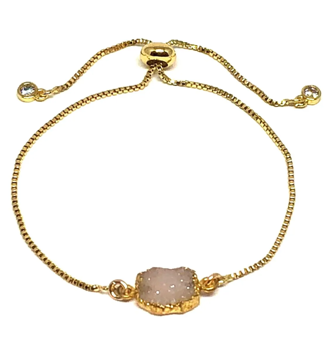 Electroform Stone Pull Chain: Pink Druzy (PBXT748DZP) Also on Gold Chain