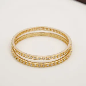 Elegant Shimmer 92.5 Sterling  Silver With Gold Polish Bangles