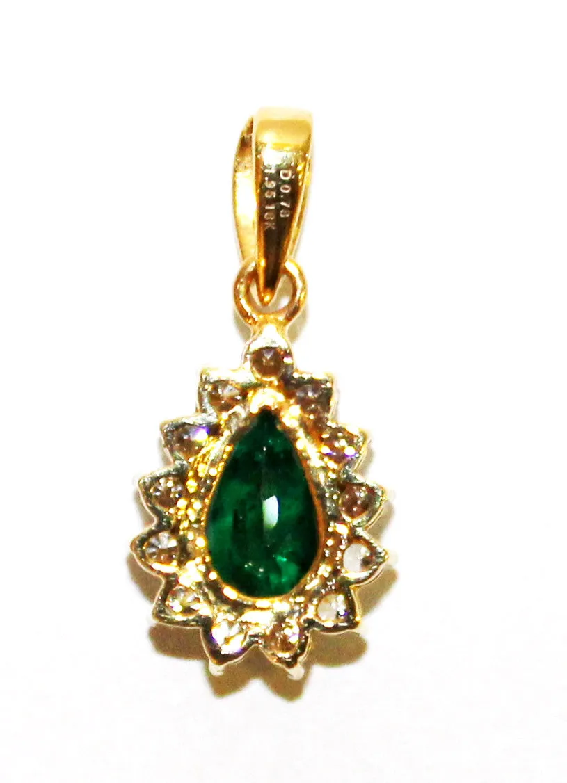 Emerald & Diamond Drop Pendant-clustered AD No. 0963