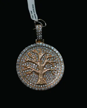 Family Tree Pendant 14K Yellow Gold With Diamond / 16.1gr