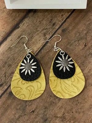 FAUX Leather Flower Earrings (EAR50-24)