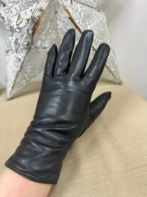 Faux Leather Gloves - Black