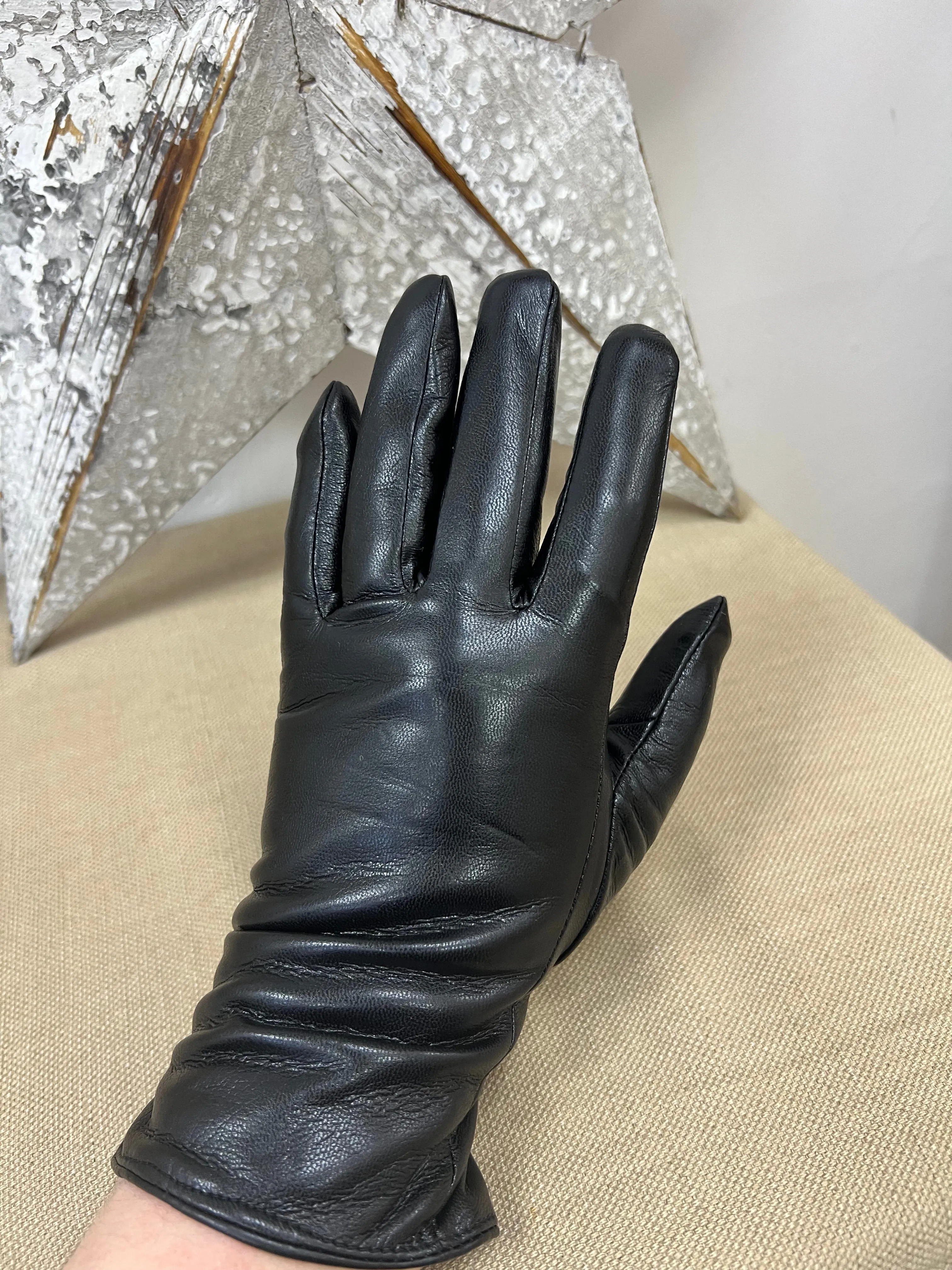 Faux Leather Gloves - Black