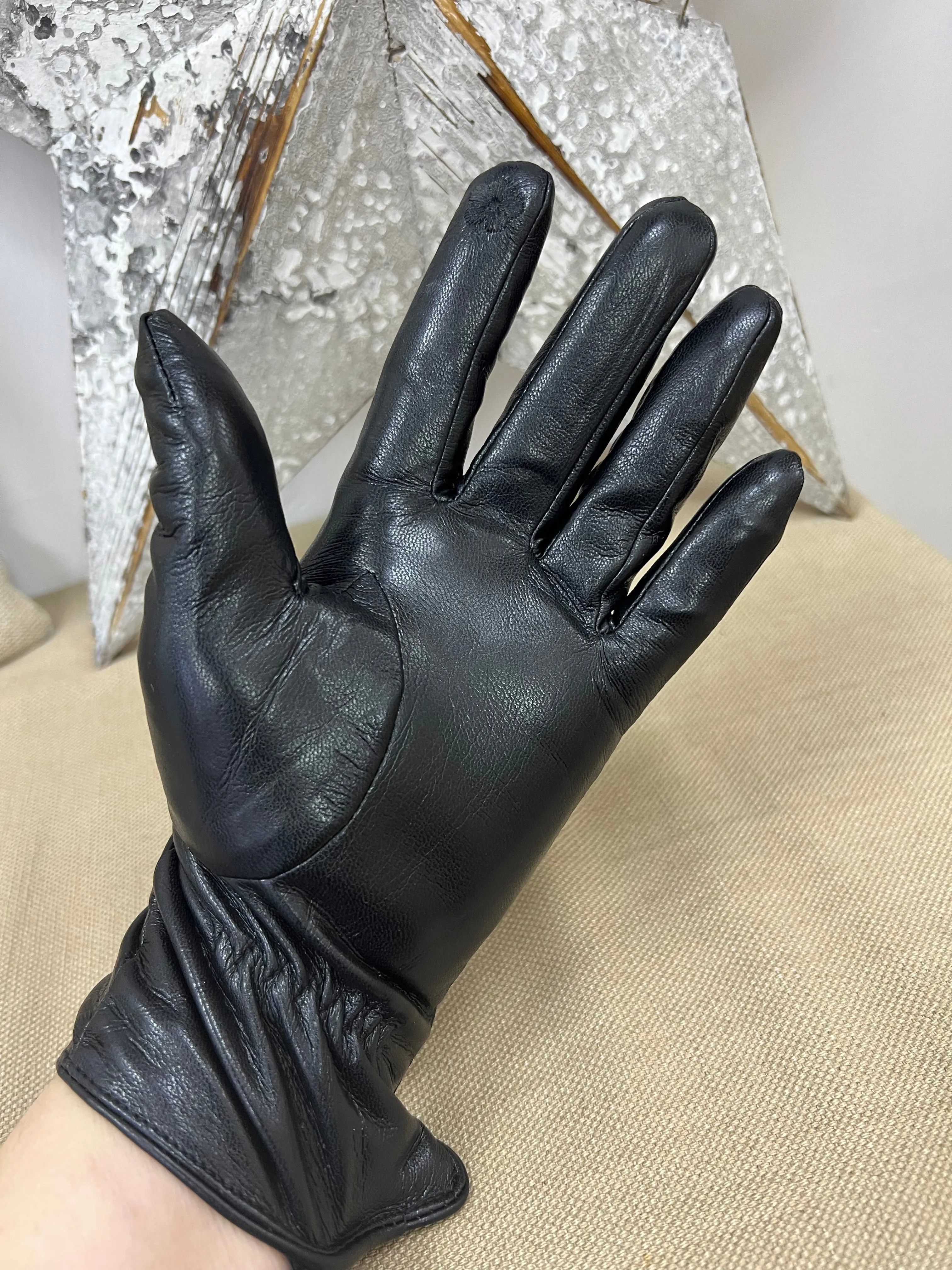 Faux Leather Gloves - Black