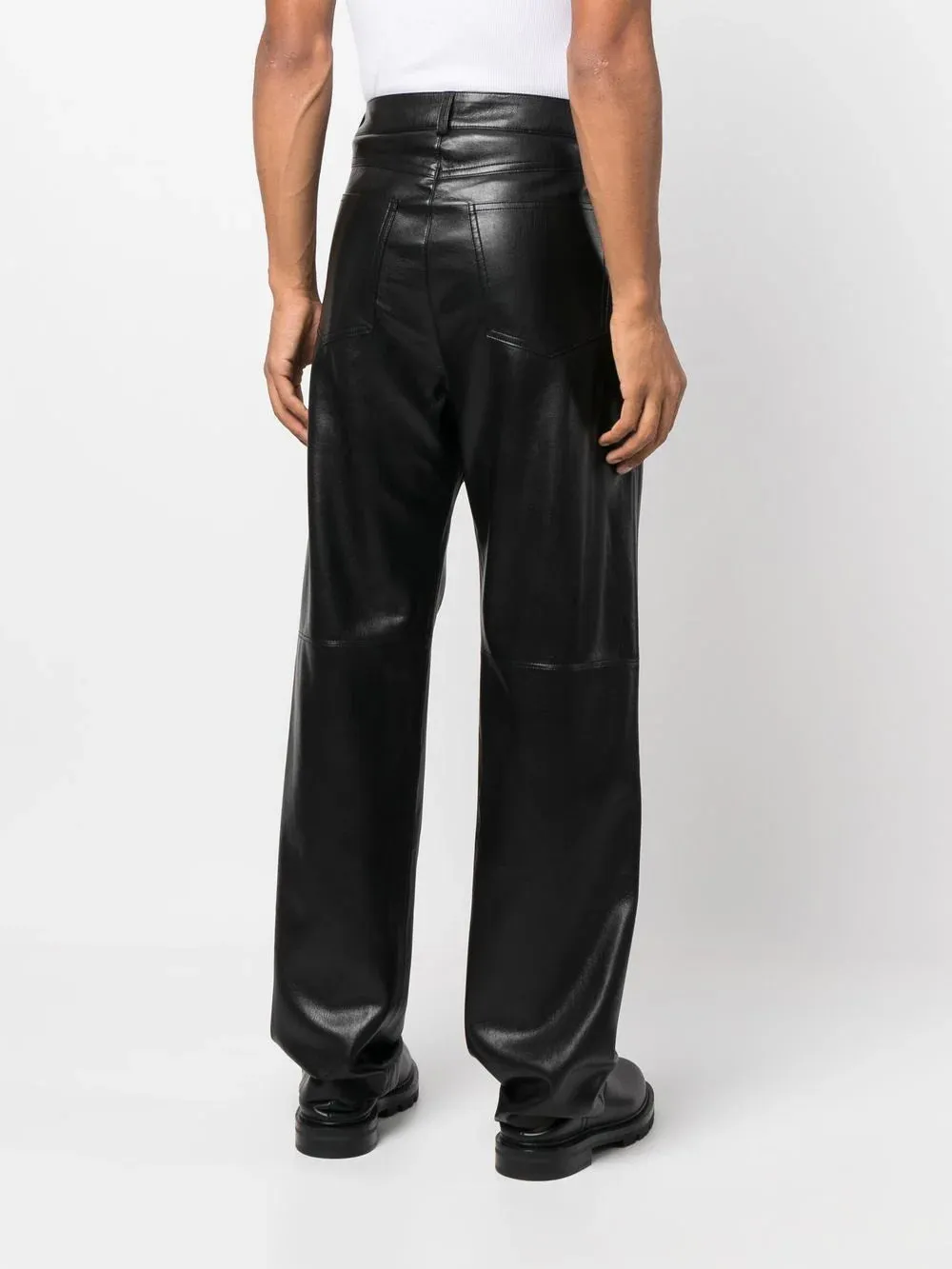 Faux-Leather Straight-Leg Trousers