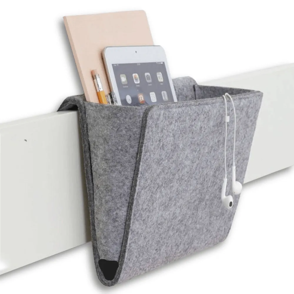 Felt Multifunction Bedside Sofa Hanging Holder Storage Organizer Box Magazine Smart Phone Remote Controll Storage Bag Pockets