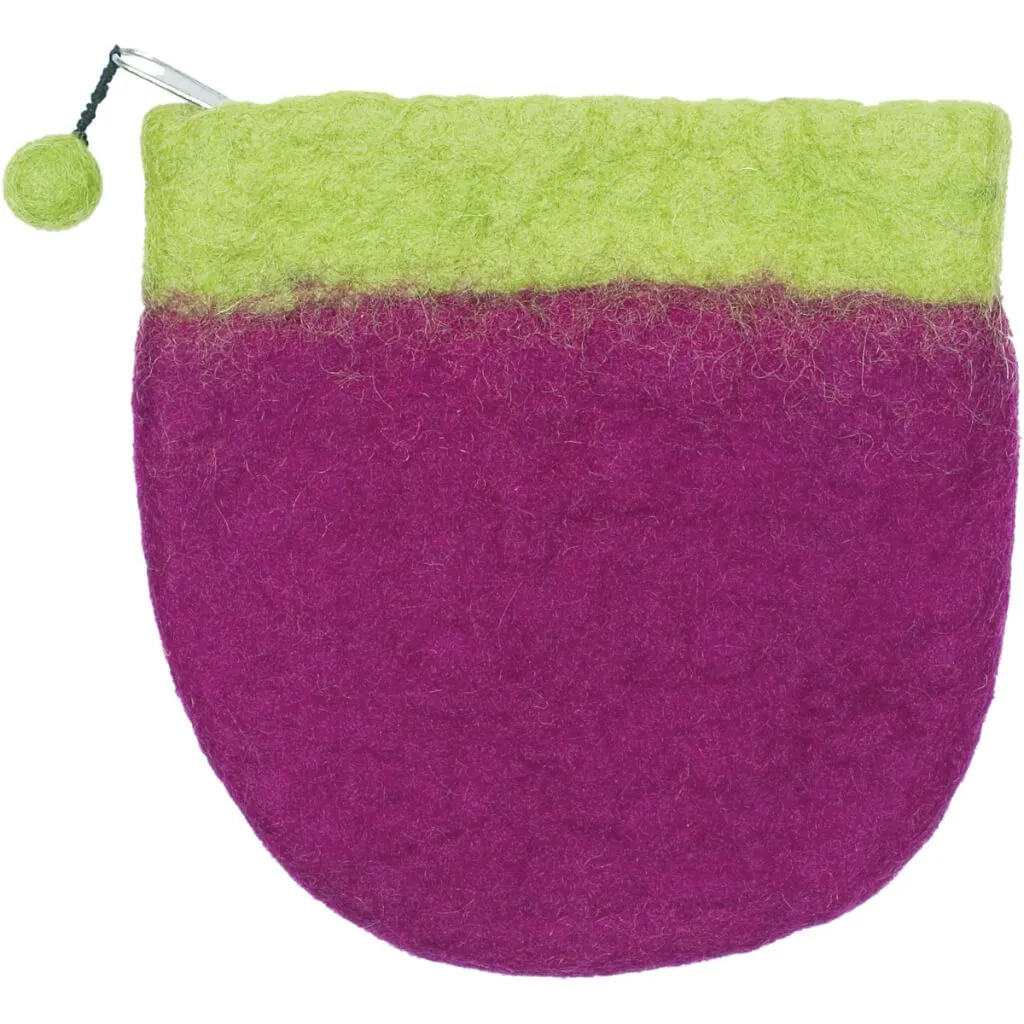 Feltworks Mini Purse 5.5in x 5.25in x 5in Lime & Violet