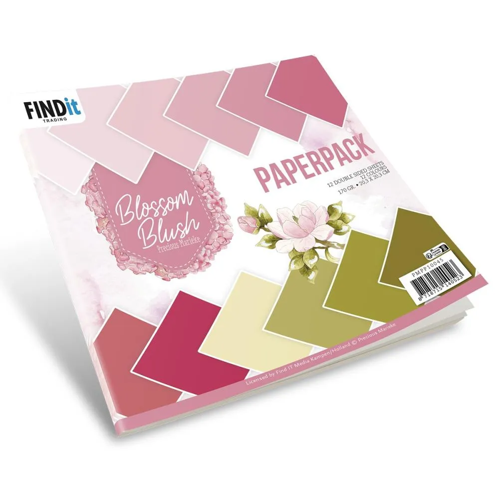 Find It Trading Precious Marieke Paper Pack 8"X8" 12/Pkg Solid Colours, Blossom Blush