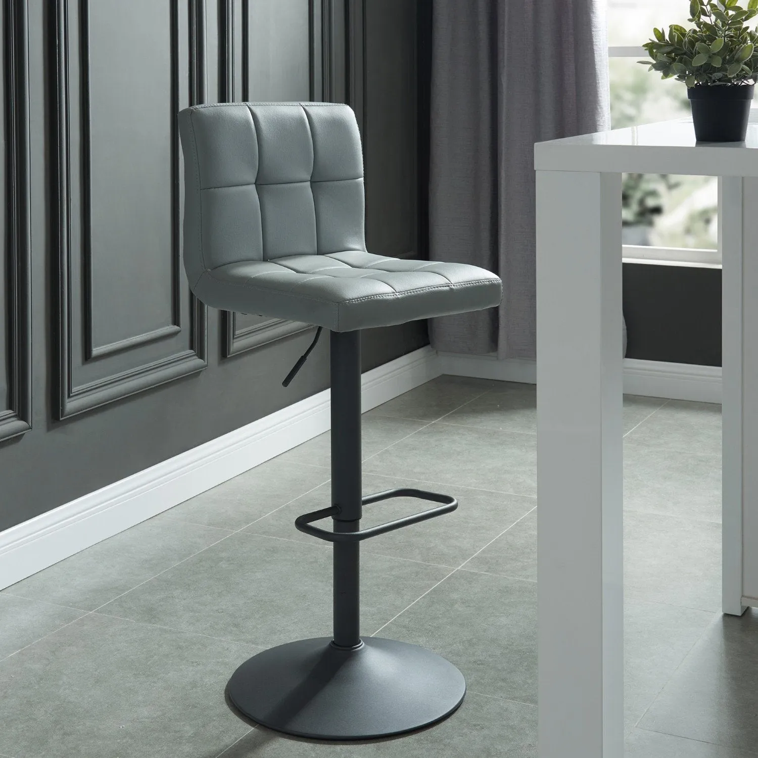 Fusion-Air Lift Stool-Grey Faux Leather