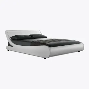 Galactic Leather Double Bed Frame, White