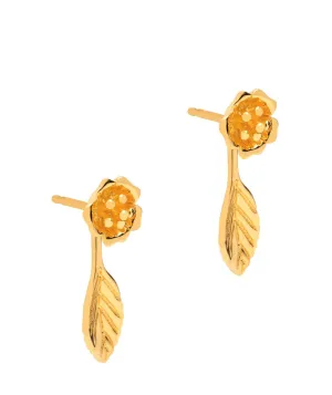 Gift Packaged 'Blossom' 18ct Yellow Gold Plated Sterling Silver Flower Drop Earring