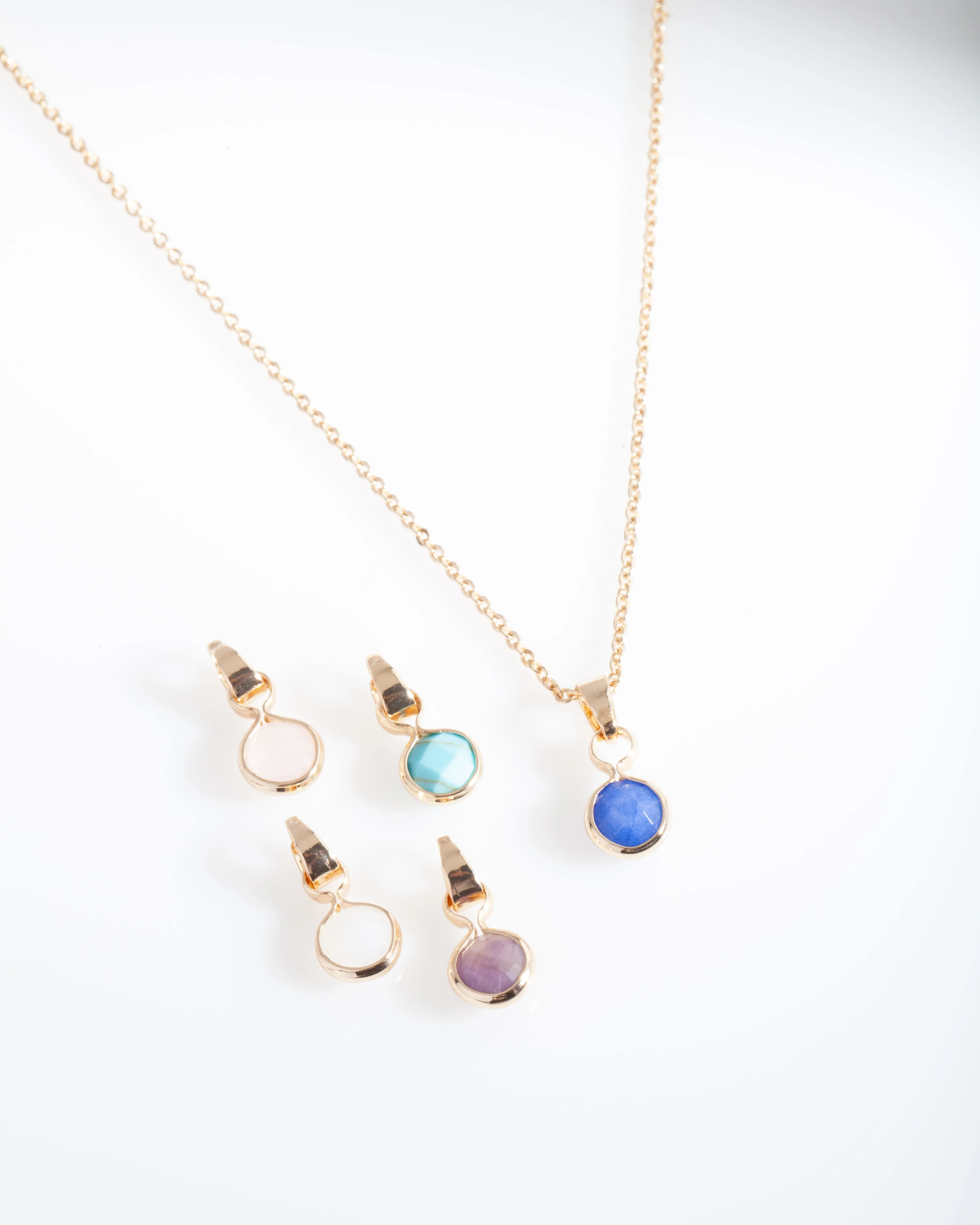 Gold Semi-Precious Charm Necklace