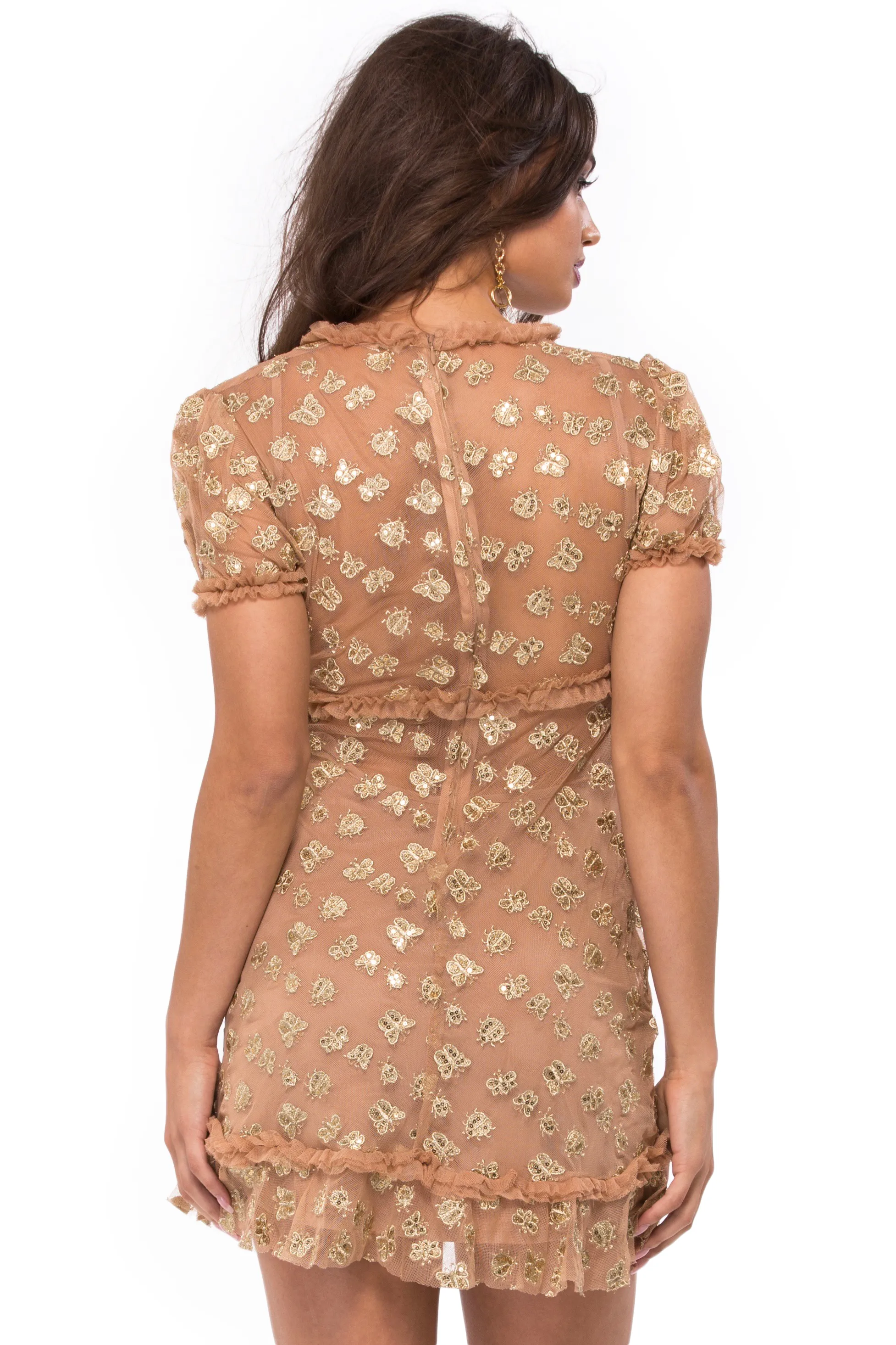 Golden Garden Tulle Mini Dress