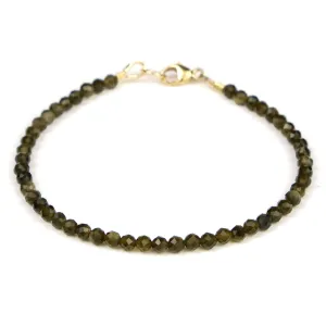 Golden Obsidian 3mm Faceted Round Bracelet with Gold Filled Trigger Clasp