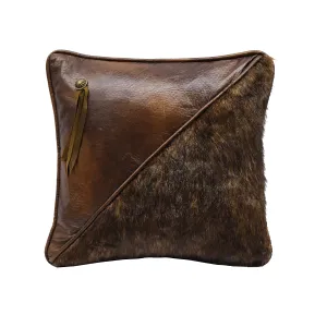 Half Faux Fur & Faux Leather Pillow