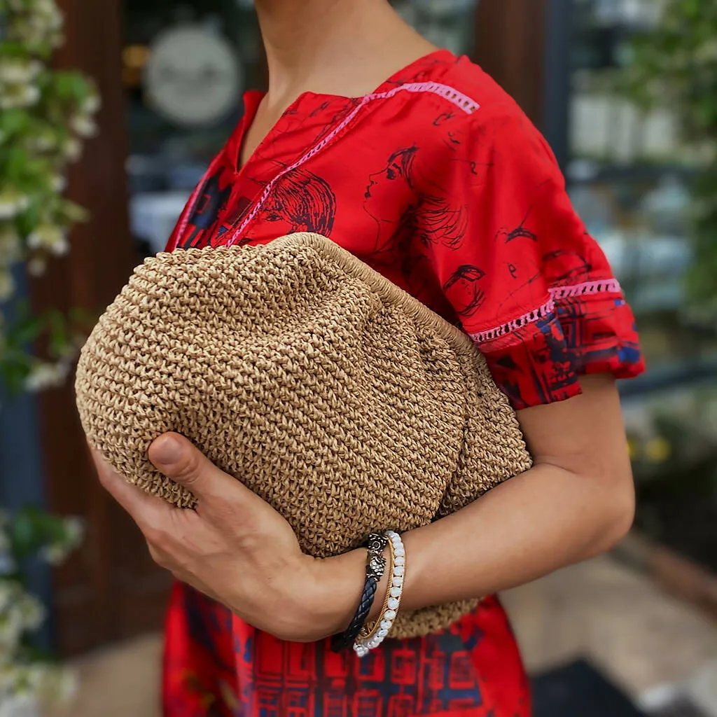 Hand Crafted Clutch Women's Purse Made From Organic Natural Paper Yarn