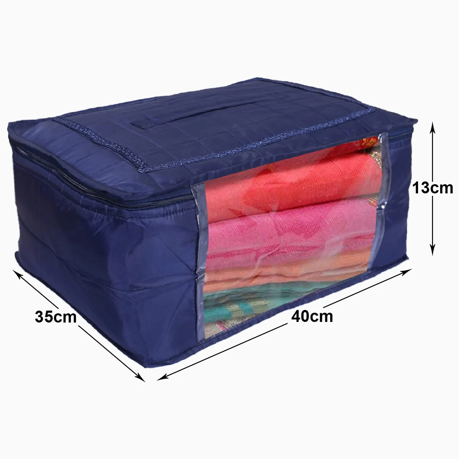 Heart Home Multiuses Parachute Wardrobe Organizer/Storage Bag For Store Saree, Lehenga, Suit, Dress, Clothes With Transparent Window Pack of 6 (Blue) 52HH4071