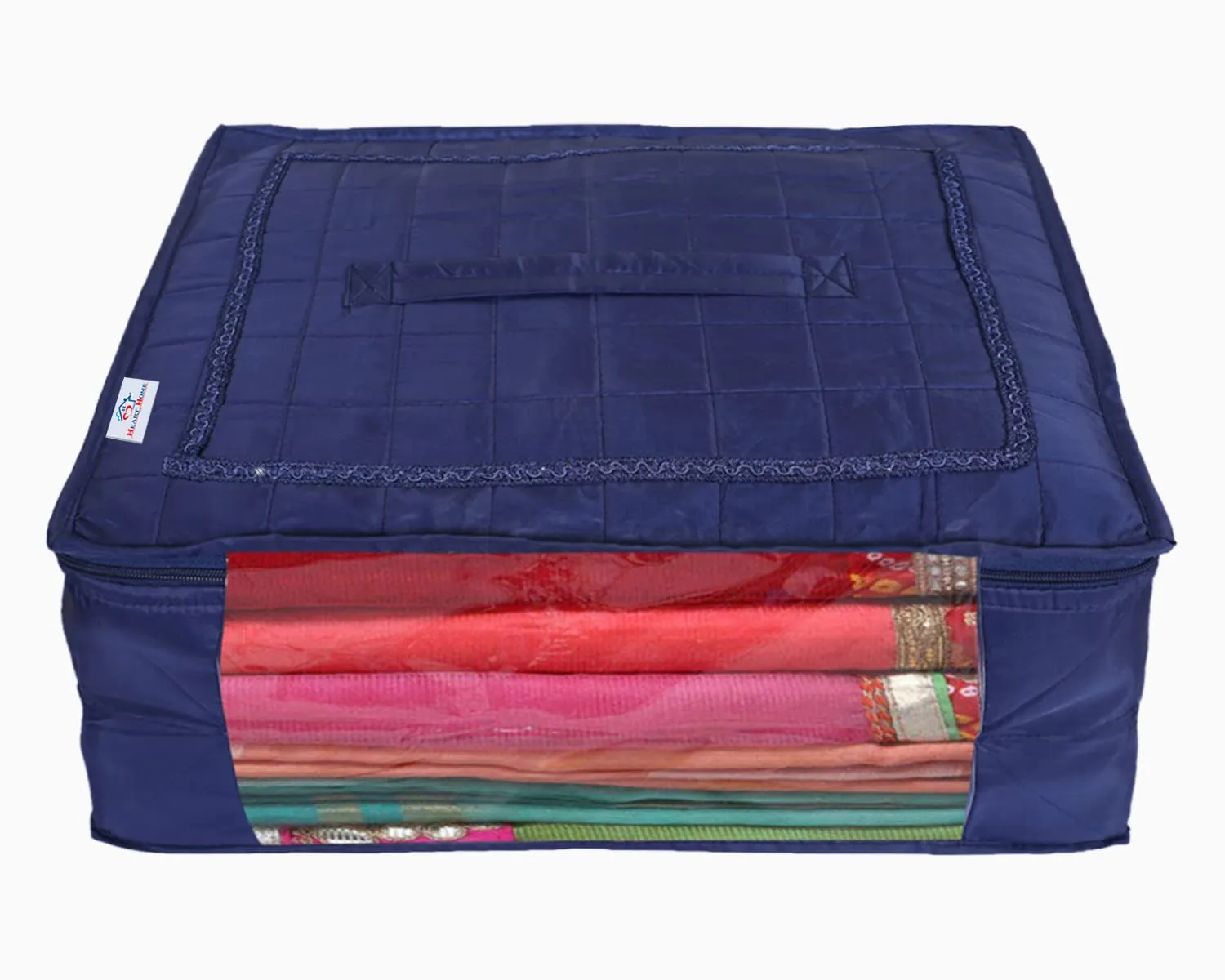 Heart Home Multiuses Parachute Wardrobe Organizer/Storage Bag For Store Saree, Lehenga, Suit, Dress, Clothes With Transparent Window Pack of 6 (Blue) 52HH4071