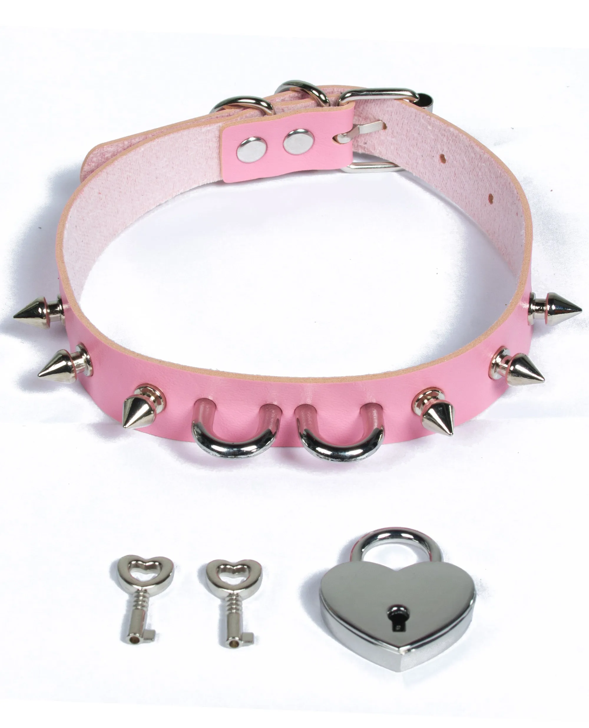 HEART SPIKED PADLOCK COLLAR - FUTURE LOVERS