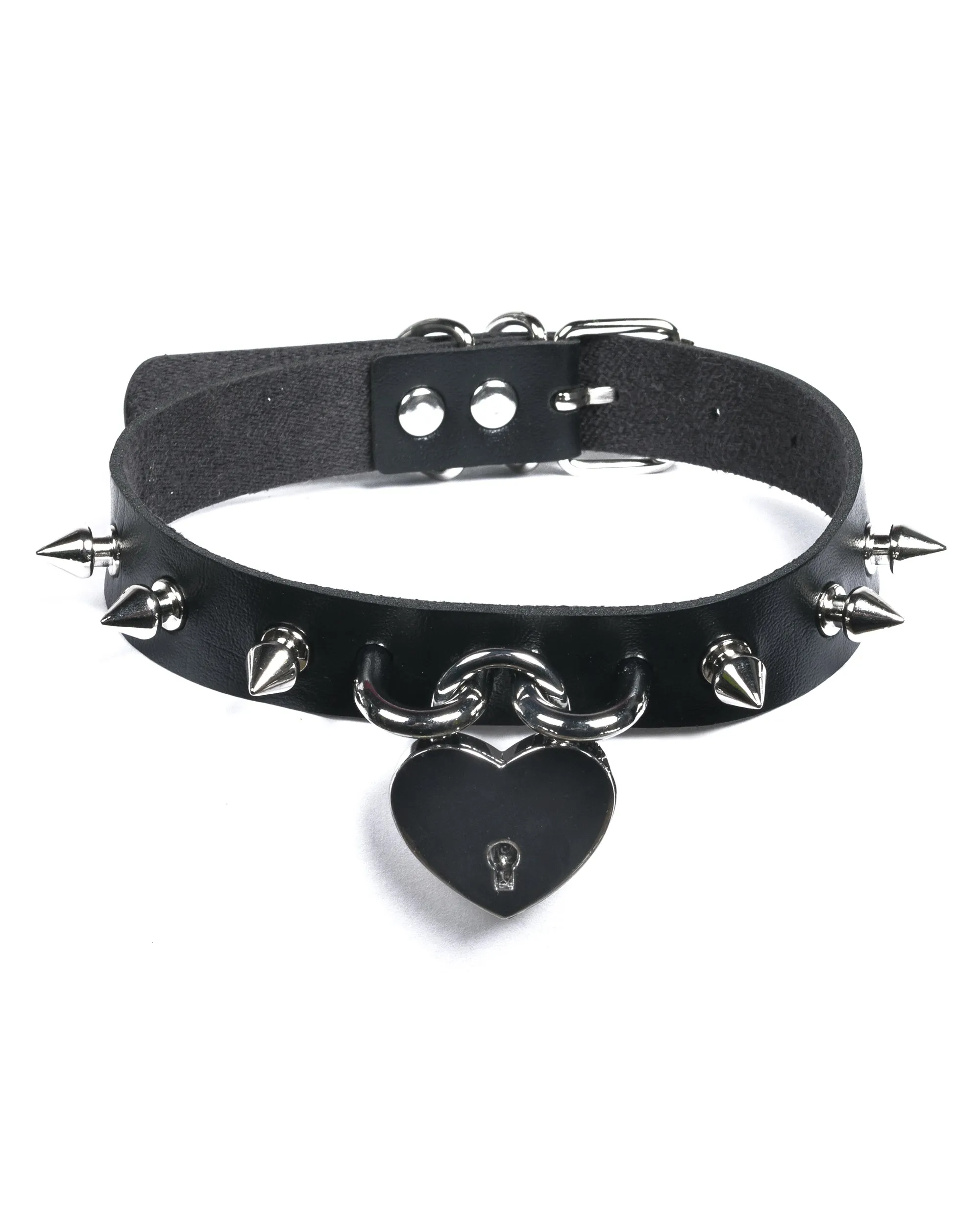 HEART SPIKED PADLOCK COLLAR - FUTURE LOVERS