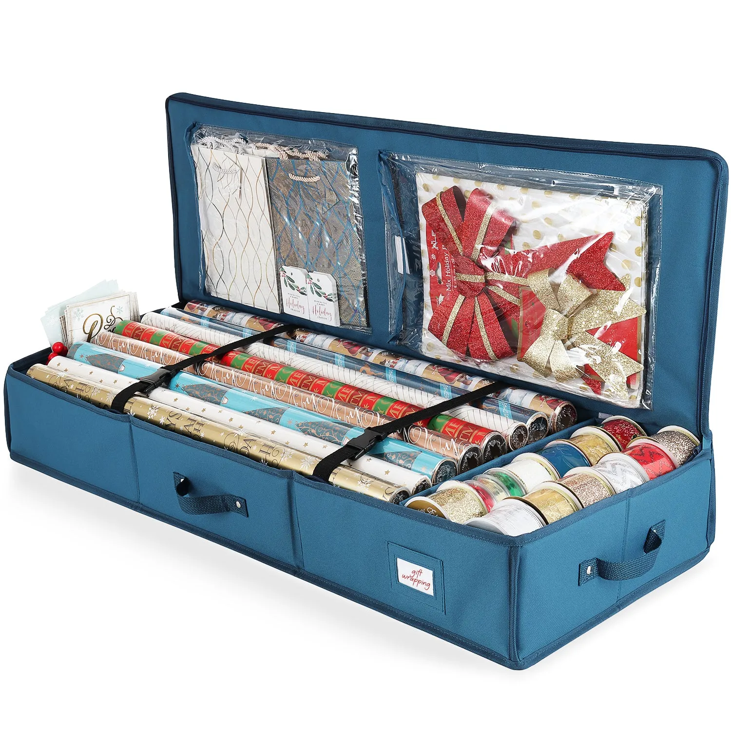 Hearth & Harbor Premium Christmas Gift Wrap Storage Organizer Box For Holiday Accessories