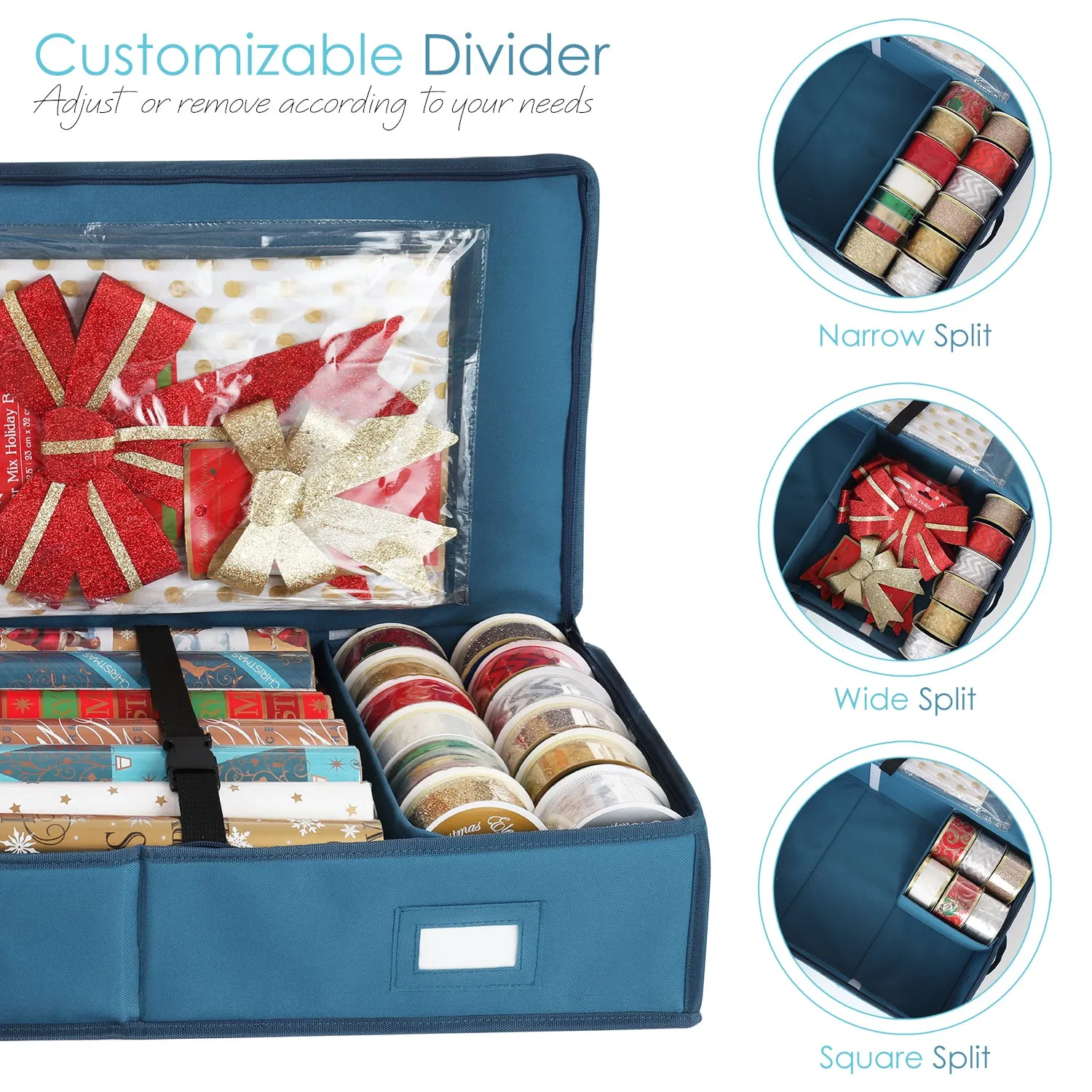 Hearth & Harbor Premium Christmas Gift Wrap Storage Organizer Box For Holiday Accessories