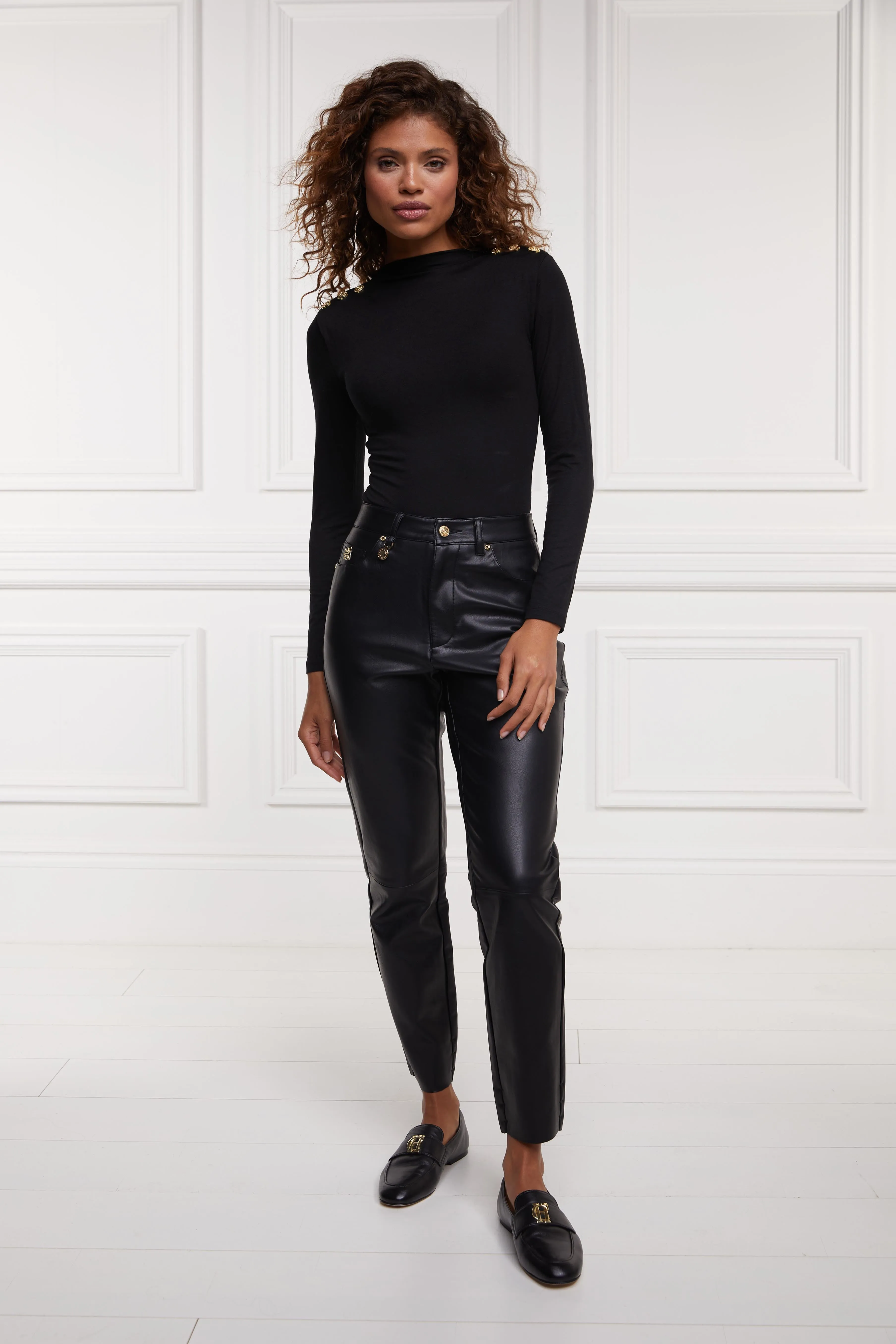 Holland Cooper Dunwick Faux Leather Pant in Black