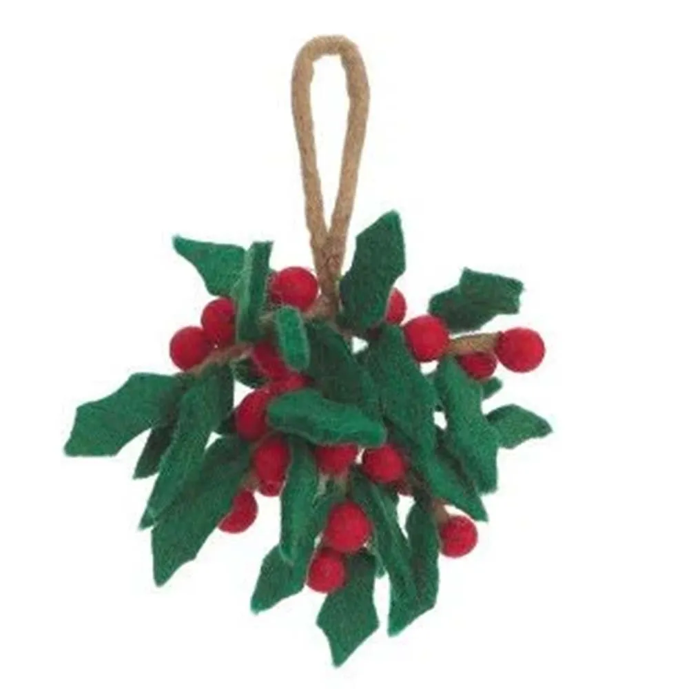 Holly Sprig Felt Hanging Decoration by Amica